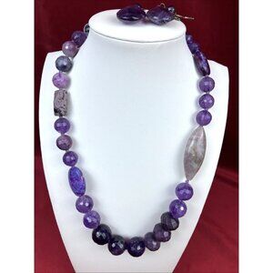 Chan Luu Amethyst Sterling Necklace Earring Set Faceted Beads